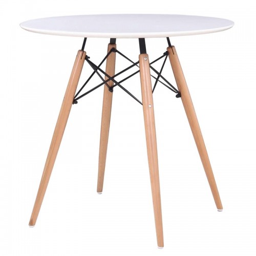 Art Wood Τραπέζι Φ80/h74Cm Άσπρο
