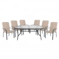 Astor Set (6 Πολ.+1 Τραπ.150X90) Μεταλ.ανθρακί/μαξιλάρι Μπεζ