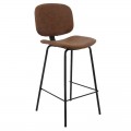 Barley Σκαμπώ Bar Μεταλ.μαύρο/pu Vintage Brown (Σετ 2τμχ)