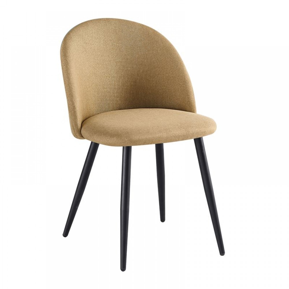 Bella Καρέκλα Μέταλλο Βαφή Μαύρο / Ύφασμα Gold Brown (Σετ 4τμχ)