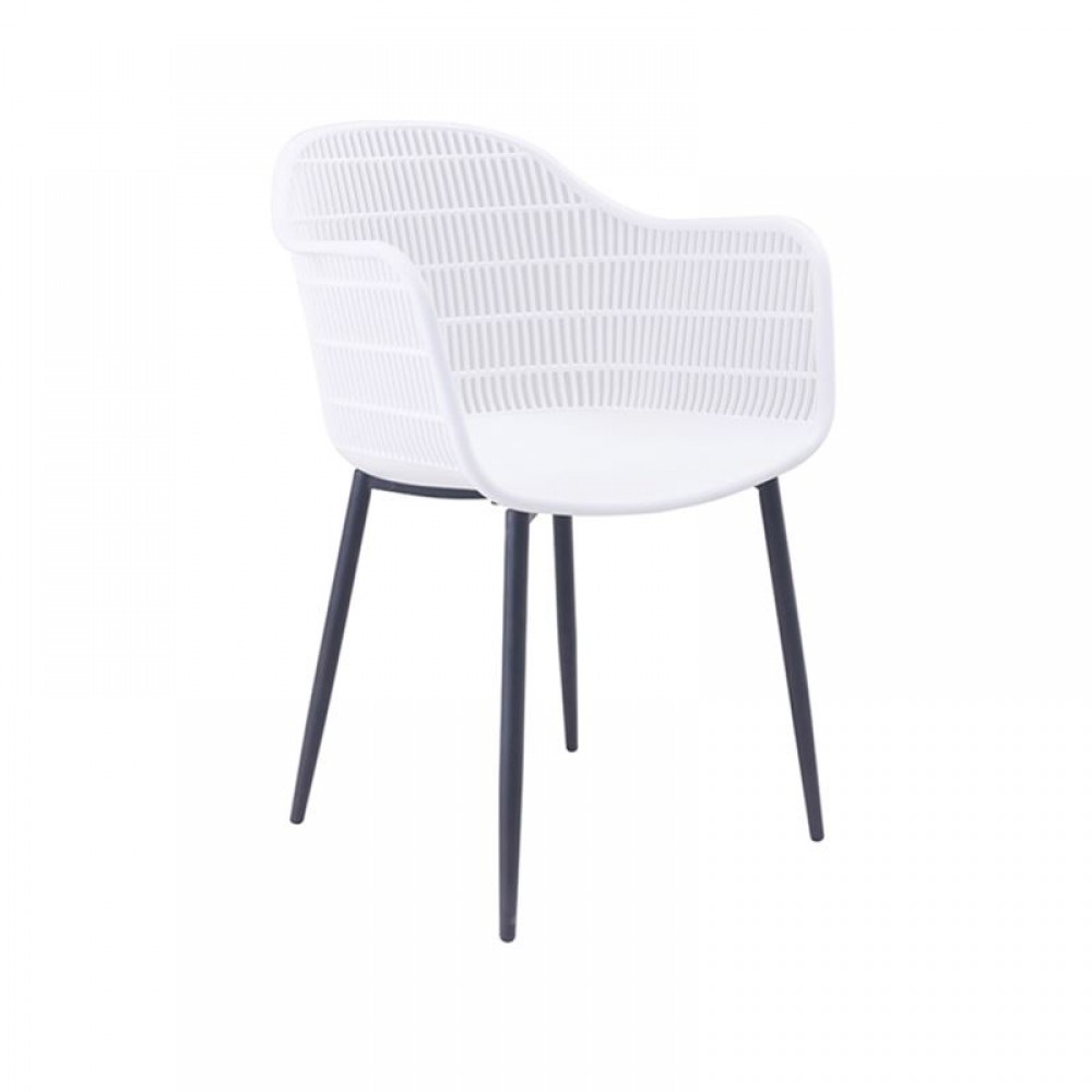ΠΟΛΥΘΡΟΝΑ BERRY (55X63X85) ΜΕΤΑΛΛΙΚΗ ΜΑΥΡΗ/PP-UV ΛΕΥΚΟ (Σετ 4τμχ)