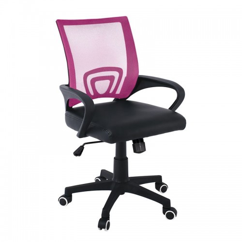 Bf2101-P Πολυθρόνα Γραφείου Με Ανάκλιση Βάση Nylon / Mesh Ροζ - Μαύρο Pu (Συσκ.1)