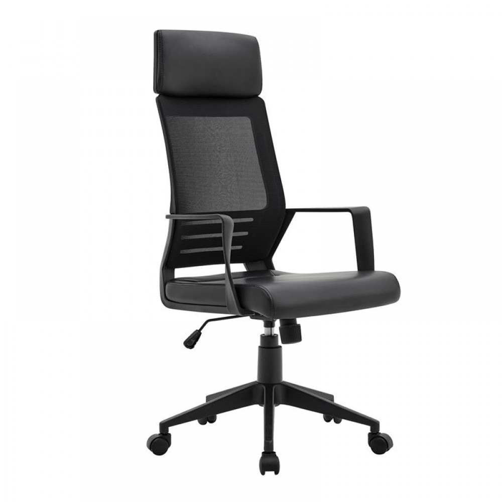 Bf2500 Πολυθρόνα Γραφείου Διευθυντή Mesh Μαύρο - Pu Μαύρο
