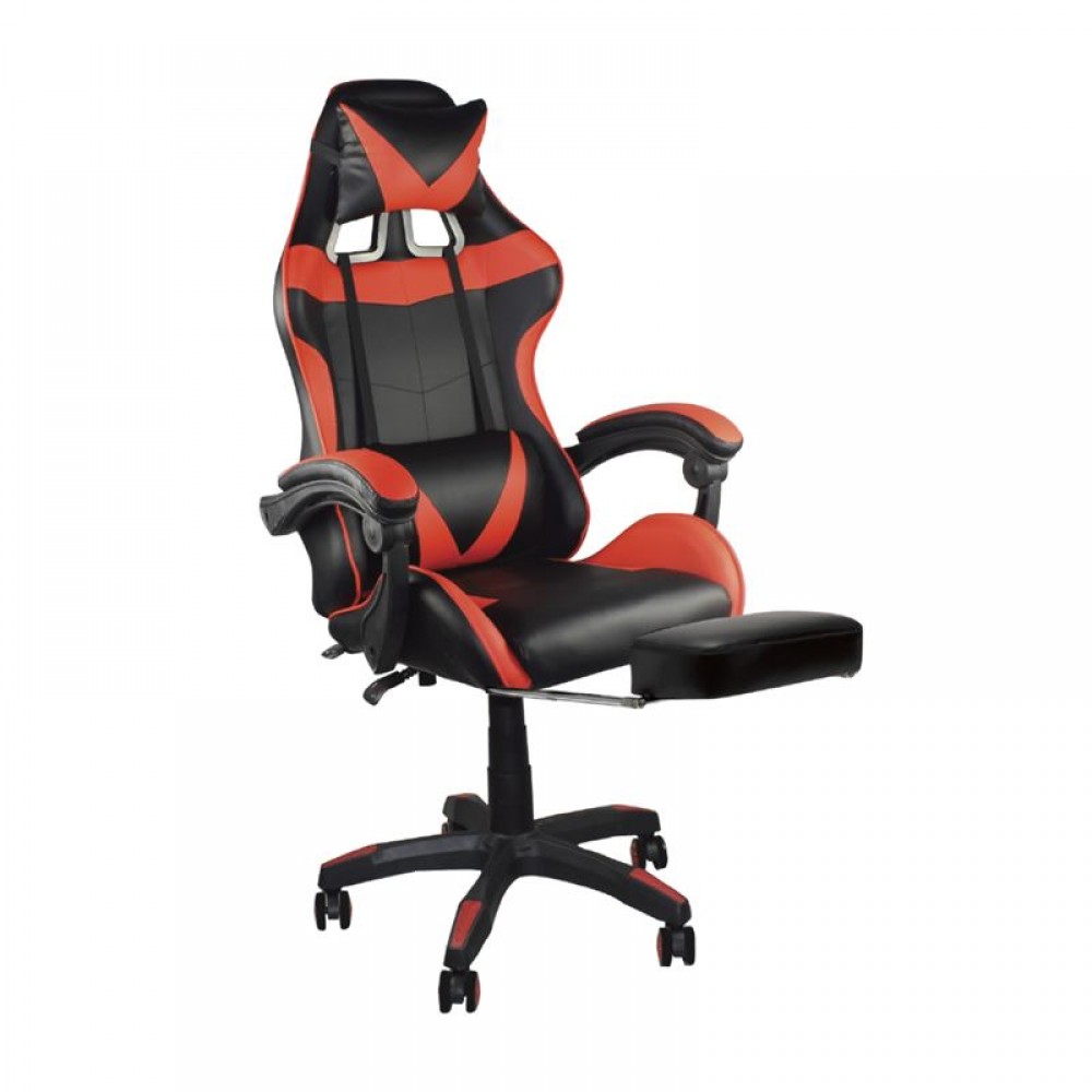Bf7860 Gaming-Relax Πολυθρόνα Γραφείου Διευθυντή Με Υποπόδιο Pu Μαύρο - Κόκκινο