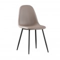 Celina Καρέκλα Μεταλλική Μαύρη, Pvc Cappuccino (Σετ 4τμχ)