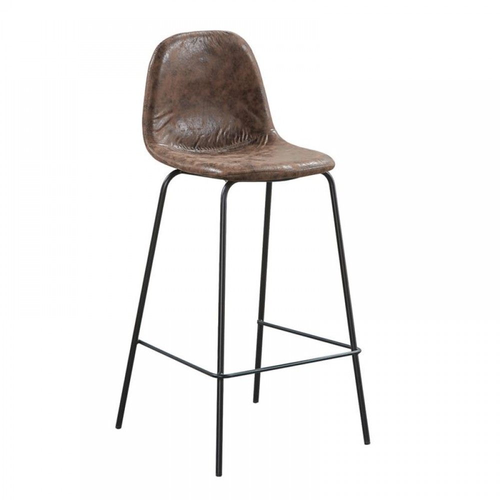 Celina Σκαμπώ Bar Μεταλ.μαύρο, Ύφ.suede Καφέ (Σετ 4τμχ)