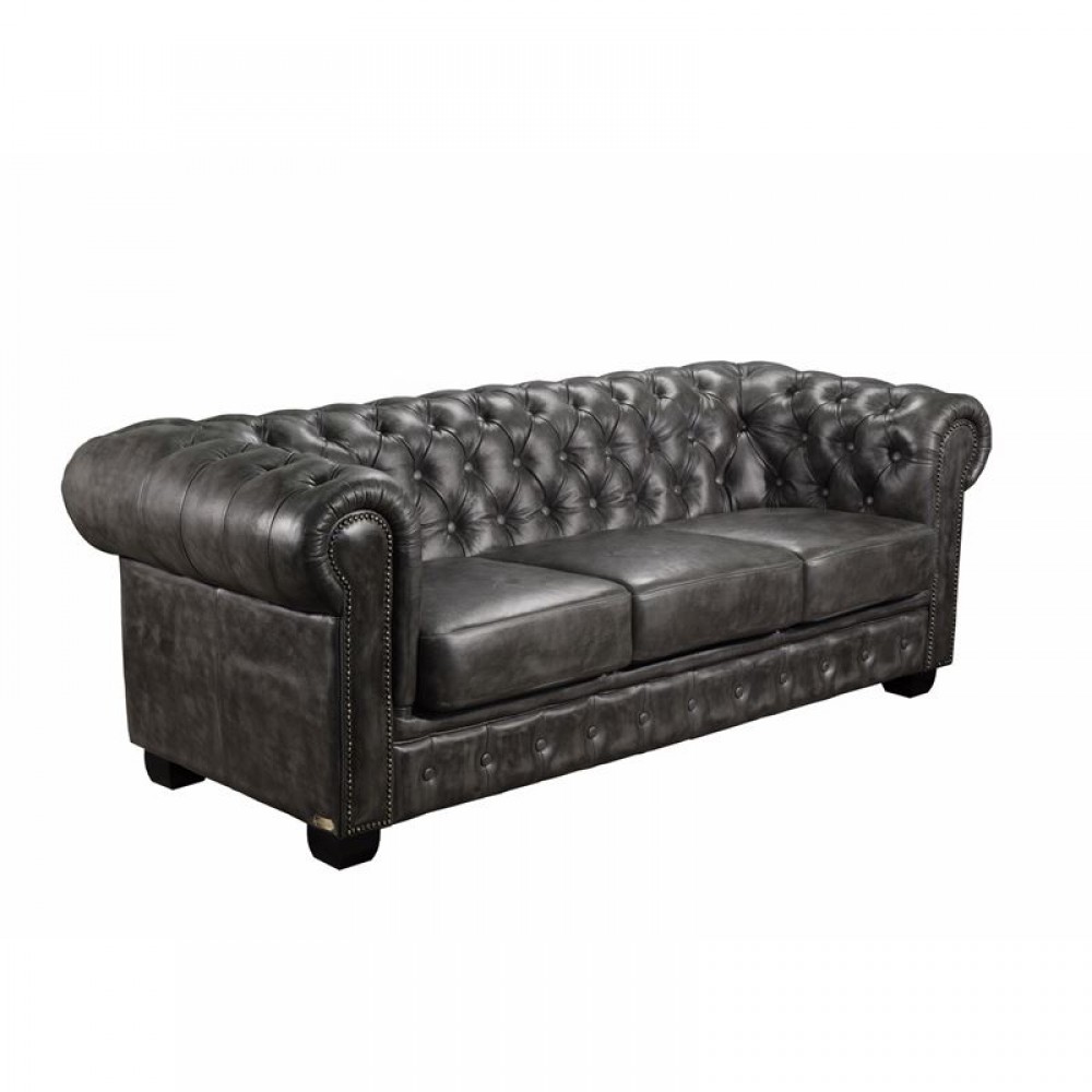 Chesterfield 689 Τριθέσιος Καναπές Γνήσιο Δέρμα 201x92cm Ε9574,32