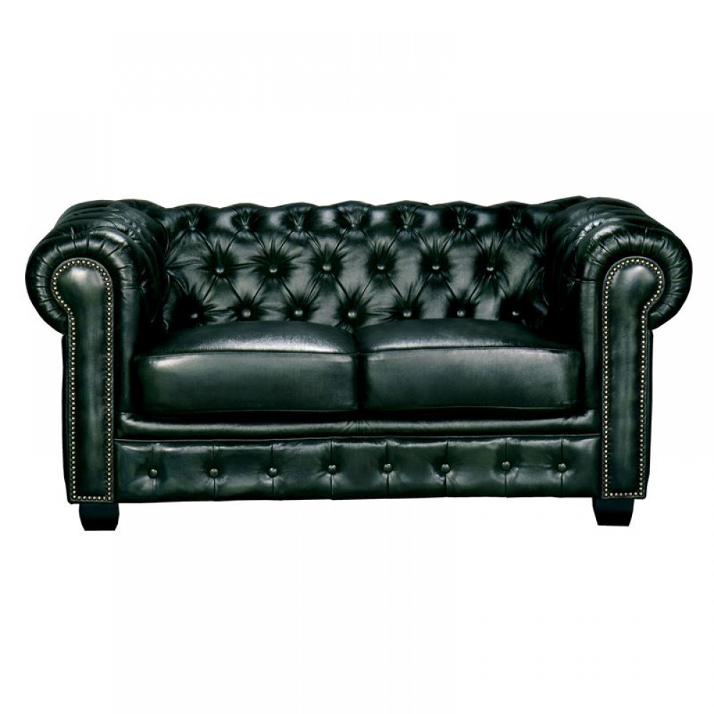 Chesterfield 689 Καναπές Σαλονιού Καθιστικού 2Θέσιος / Δέρμα Antique Green