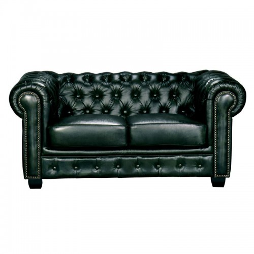 Chesterfield 689 Καναπές Σαλονιού Καθιστικού 2Θέσιος / Δέρμα Antique Green