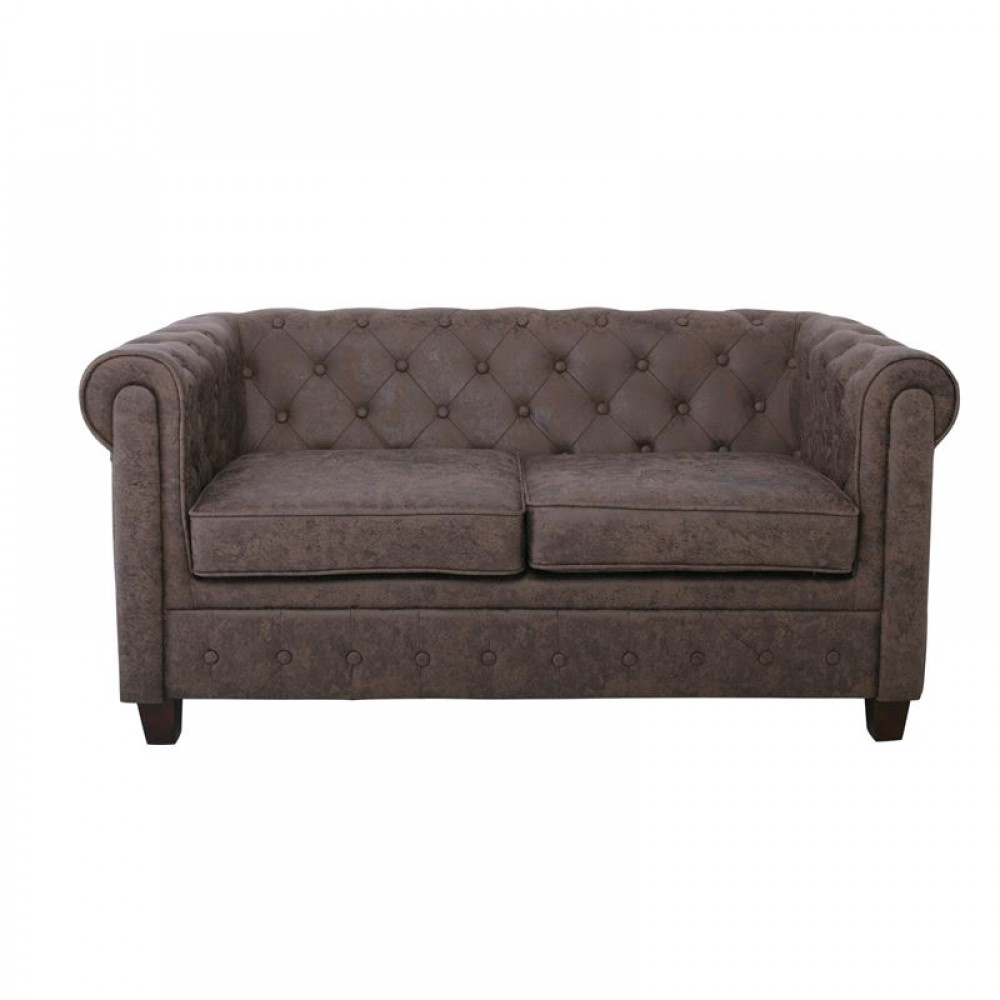 Chesterfield-W Kαναπές 2Θέσιος Ύφασμα Antique Καφέ