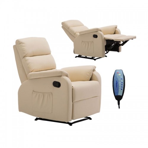 Πολυθρόνα massage COMFORT με επένδυση από μπεζ PU  Ε9733,1