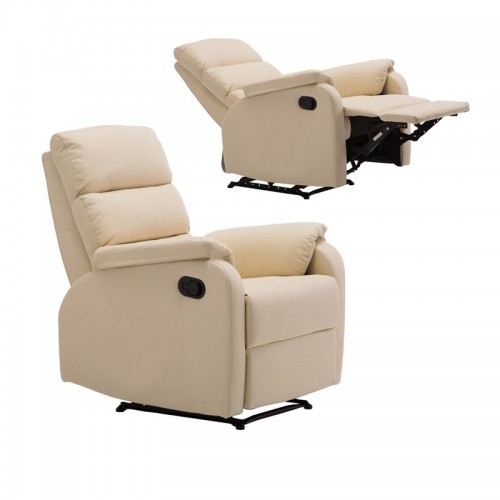 Πολυθρόνα relax COMFORT με επένδυση από μπεζ PU Ε9732,1