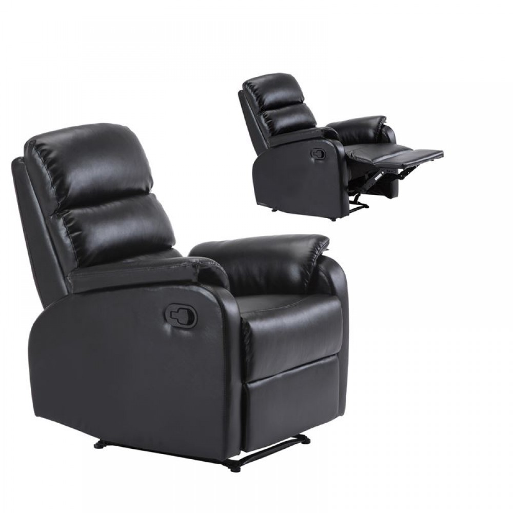 Πολυθρόνα relax COMFORT με επένδυση από μαύρο PU Ε9732,2