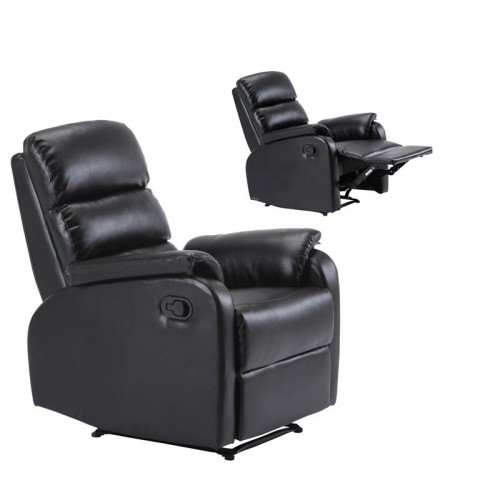 Πολυθρόνα relax COMFORT με επένδυση από μαύρο PU Ε9732,2