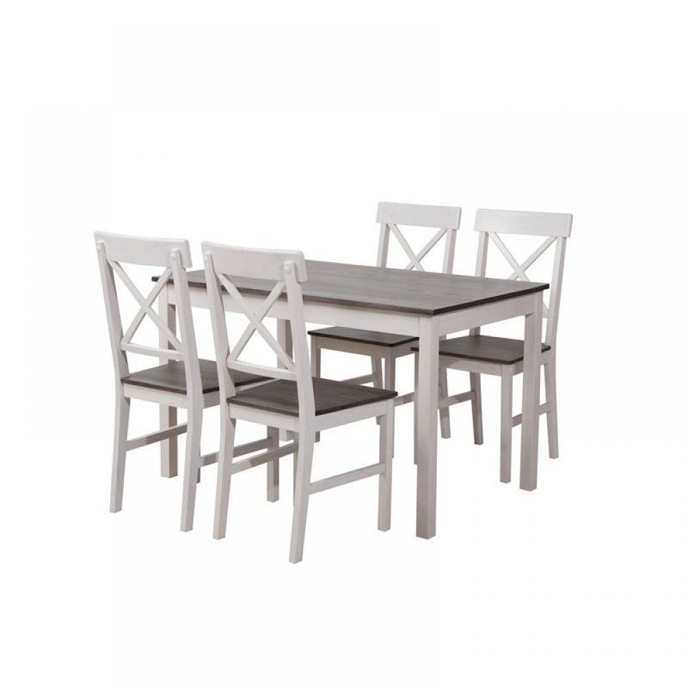 Daily Set K/d (Τρ.118X74Cm+4 Καρ) Άσπρο/dark Oak