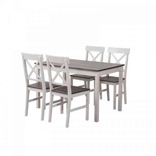 Daily Set K/d (Τρ.118X74Cm+4 Καρ) Άσπρο/dark Oak