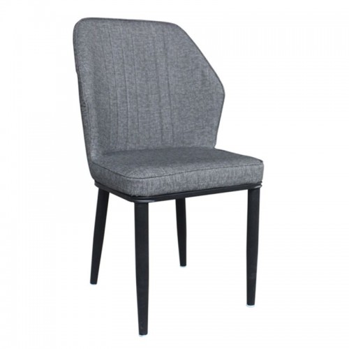 Delux Καρέκλα Μεταλλική Βαφή Μαύρη/linen Pu Ανθρακί (Σετ 6τμχ)