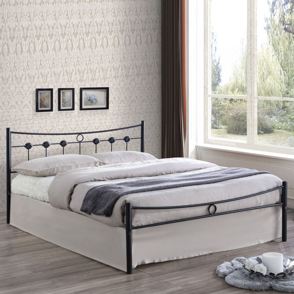 Dugan Κρεβάτι (Για Στρώμα 150X200Cm) Μεταλ.σφυρήλατο Μαύρο