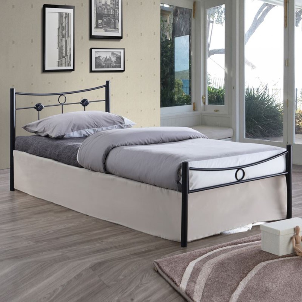 Dugan Κρεβάτι (Για Στρώμα 90X200Cm) Μεταλ.σφυρήλατο Μαύρο