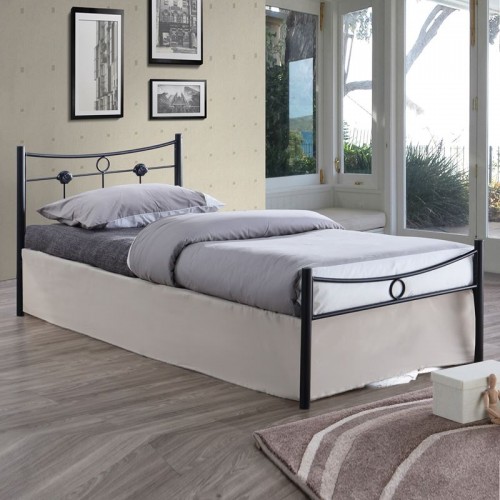 Dugan Κρεβάτι (Για Στρώμα 90X200Cm) Μεταλ.σφυρήλατο Μαύρο