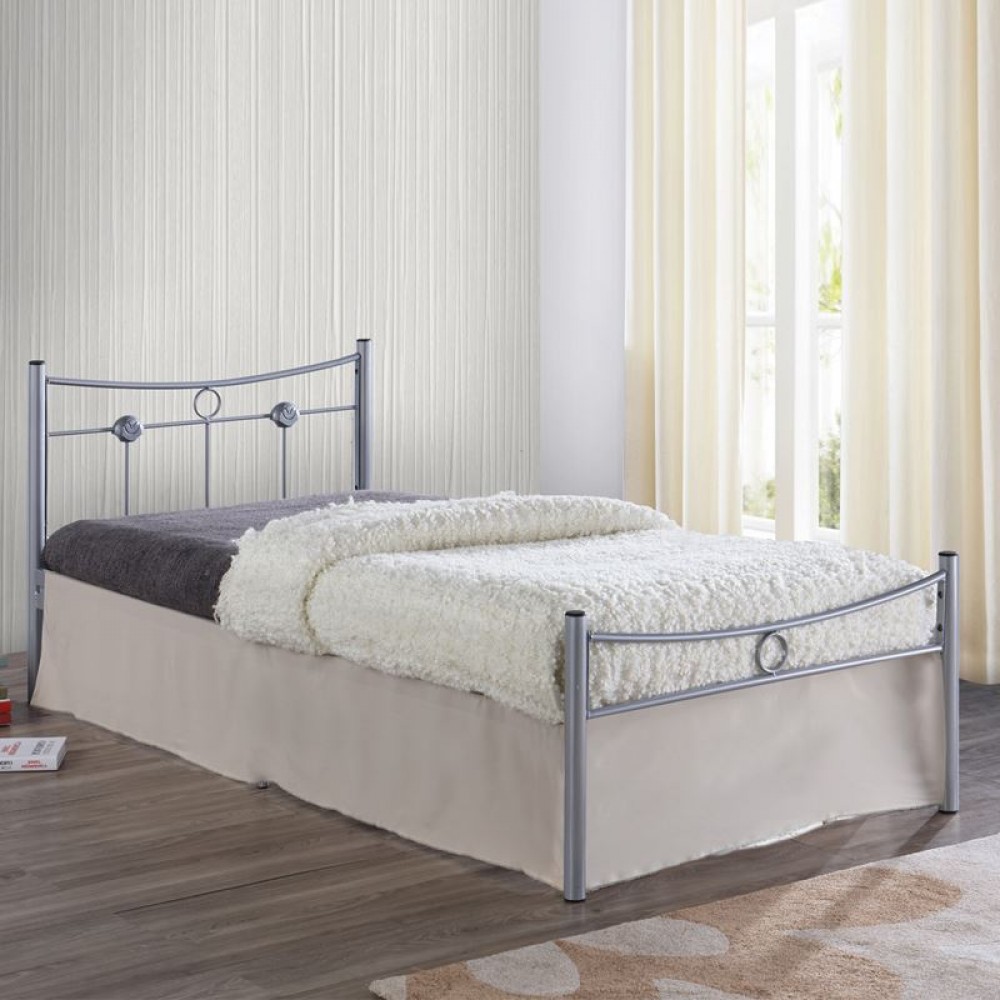 Dugan Κρεβάτι (Για Στρώμα 90X200Cm) Μεταλ.silver