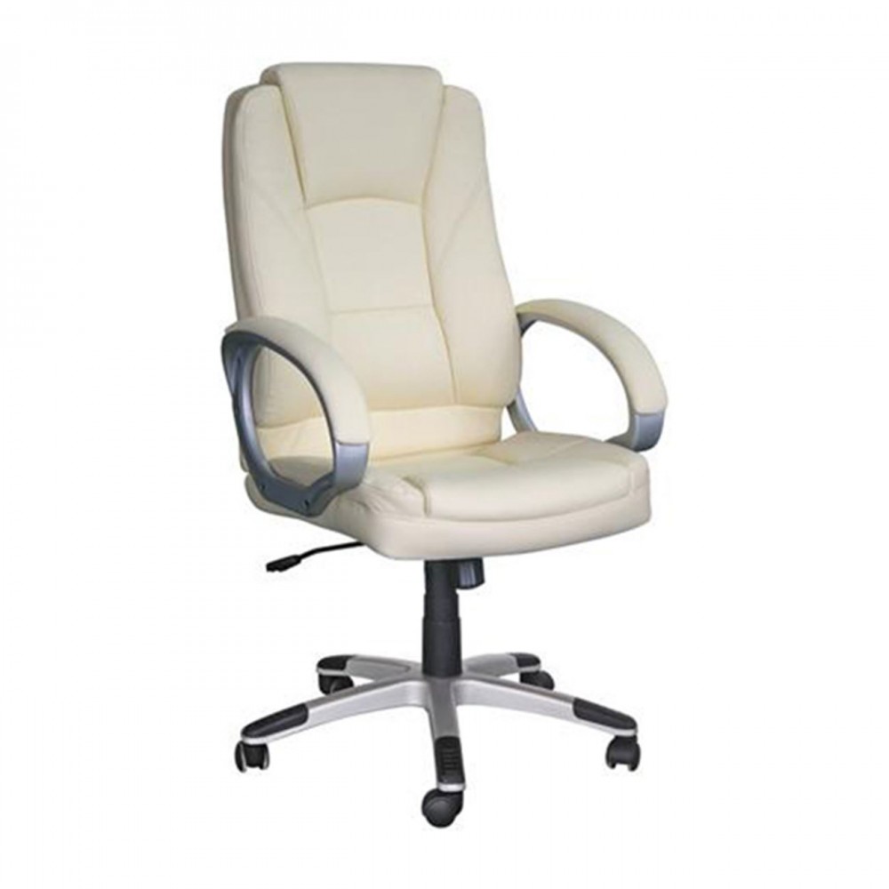 Καρέκλα τροχήλατη γραφείου με επένδυση PU σε άσπρο χρώμα EO278.3 / BF6950