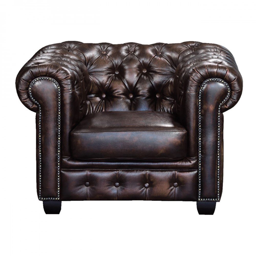Πολυθρόνα τύπου Chesterfield δέρμα καφέ E9574.1