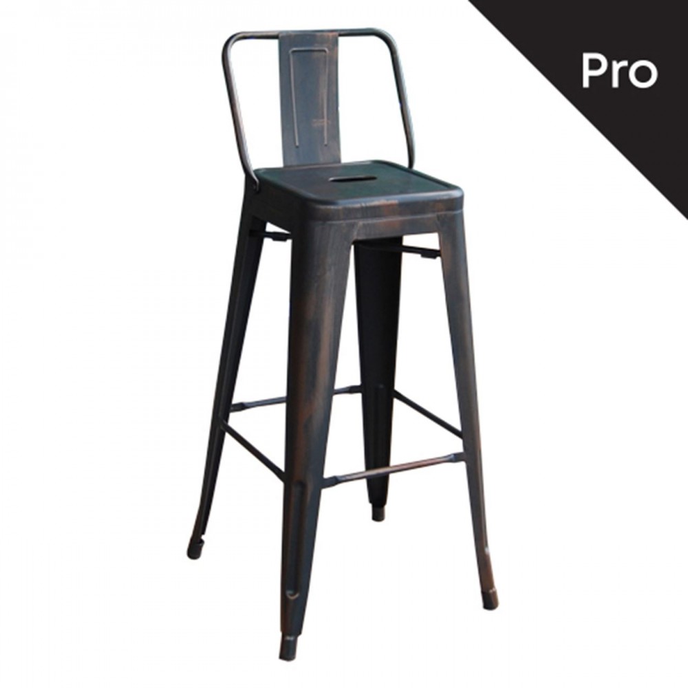 Σκαμπώ bar μεταλλικό Relix με πλάτη σε χρώμα antique black E5199,10