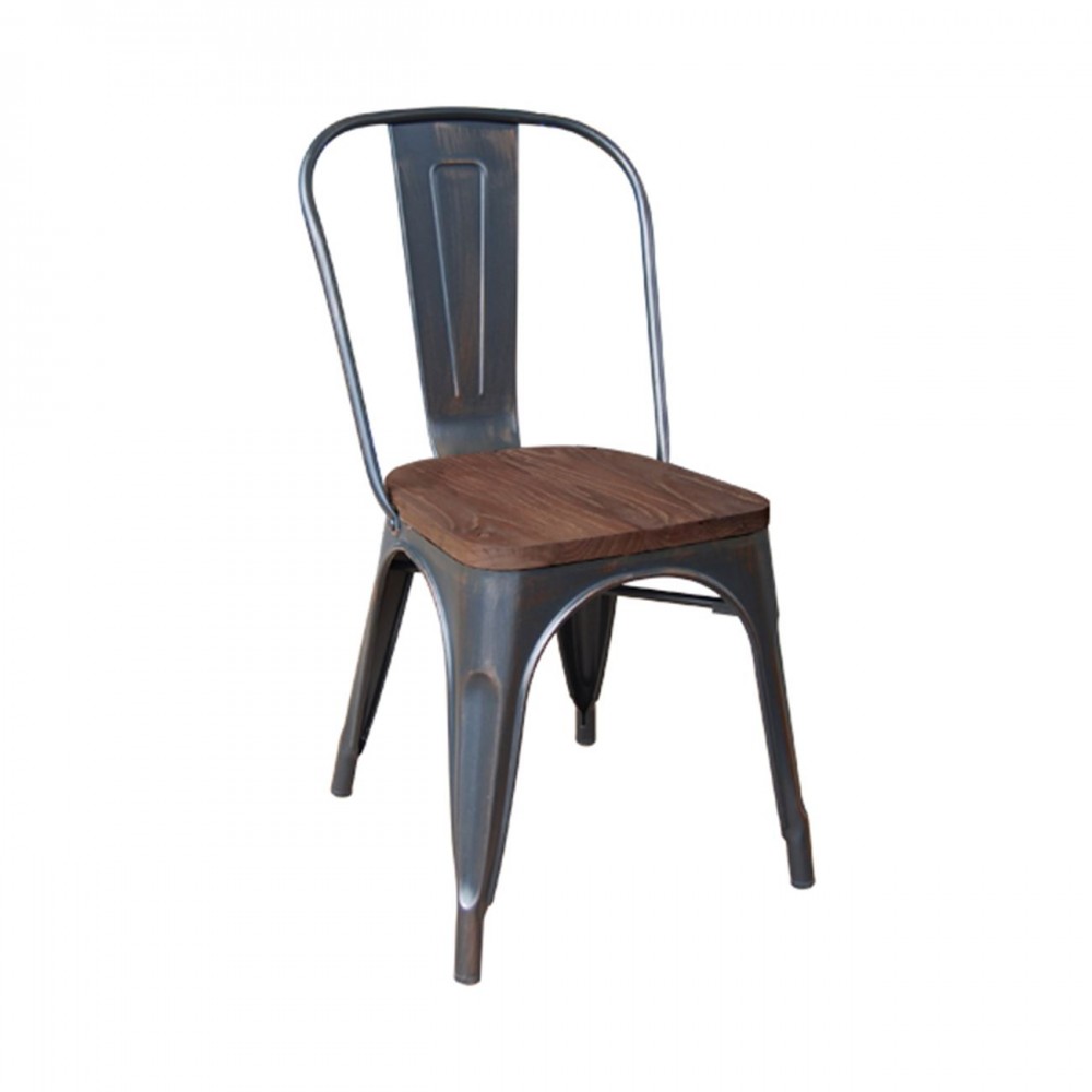 Relix Wood Dark Oak Καρέκλα Antique Black High