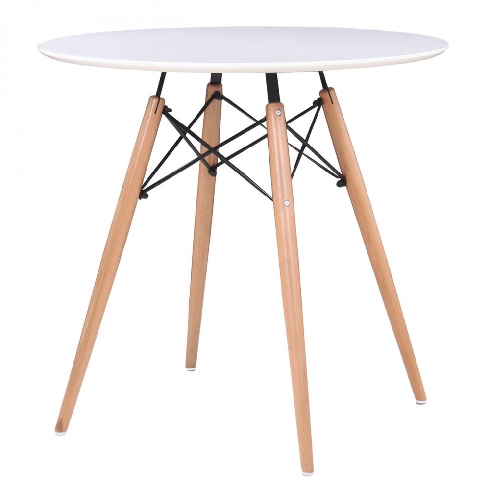 Art Wood Τραπέζι Φ80/h74Cm Άσπρο