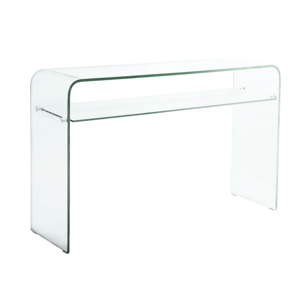 Κονσόλα GLASSER CLEAR γυάλινη με ράφι 