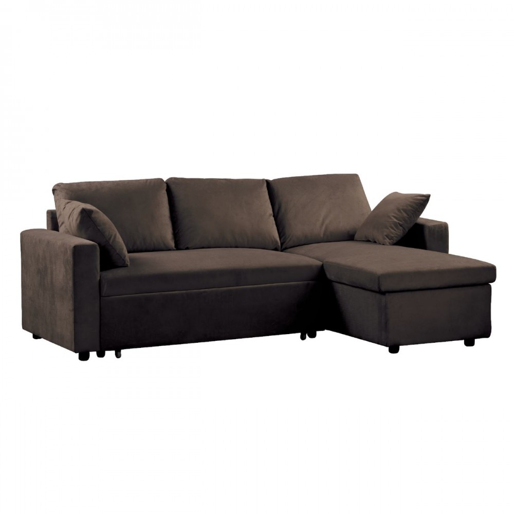 Γωνιακός καναπές κρεβάτι αναστρέψιμος MONTREAL microfiber σκ.καφέ E9586.1