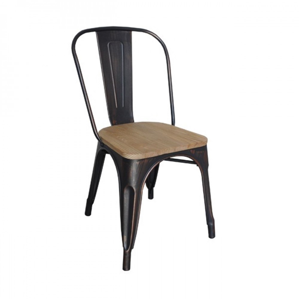 Relix Wood Natural Oak Καρέκλα Antique Black High