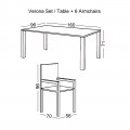Verona Set(Τραπέζι 160X96+6 Πολυθρόνες) Μετ.ανθρακί/silk Screen/textil.γκρι