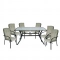 Astor Set (6 Πολ.+1 Τραπ.150X90) Μεταλ.ανθρακί/μαξιλάρι Μπεζ