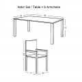 Astor Set (6 Πολ.+1 Τραπ.150X90) Μεταλ.ανθρακί/μαξιλάρι Μπεζ