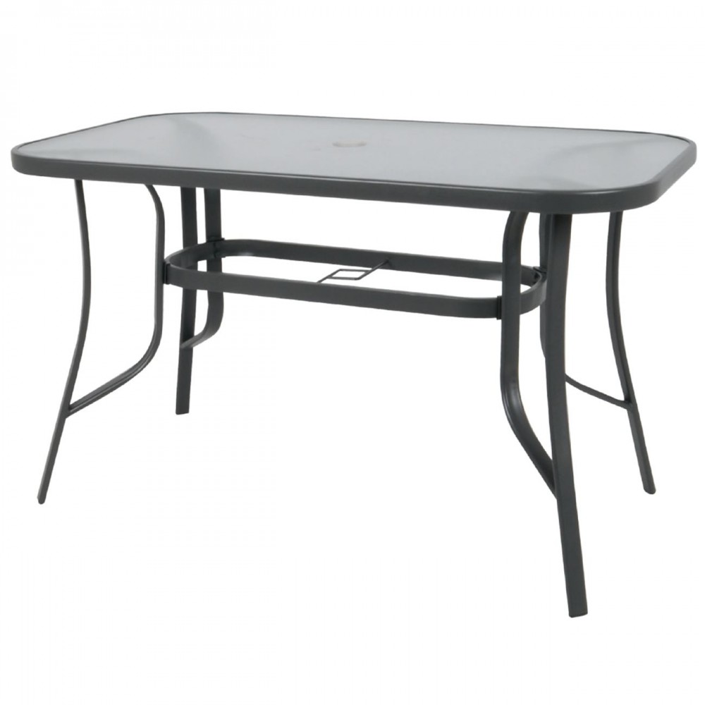 Rio Τραπέζι 150X90Cm Μεταλλικό Ανθρακί/γυαλί Pear Clear