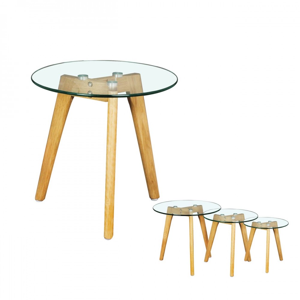 Target Βοηθ.τραπεζάκι Φ40/η41Cm Ξύλο/γυαλί 8Mm