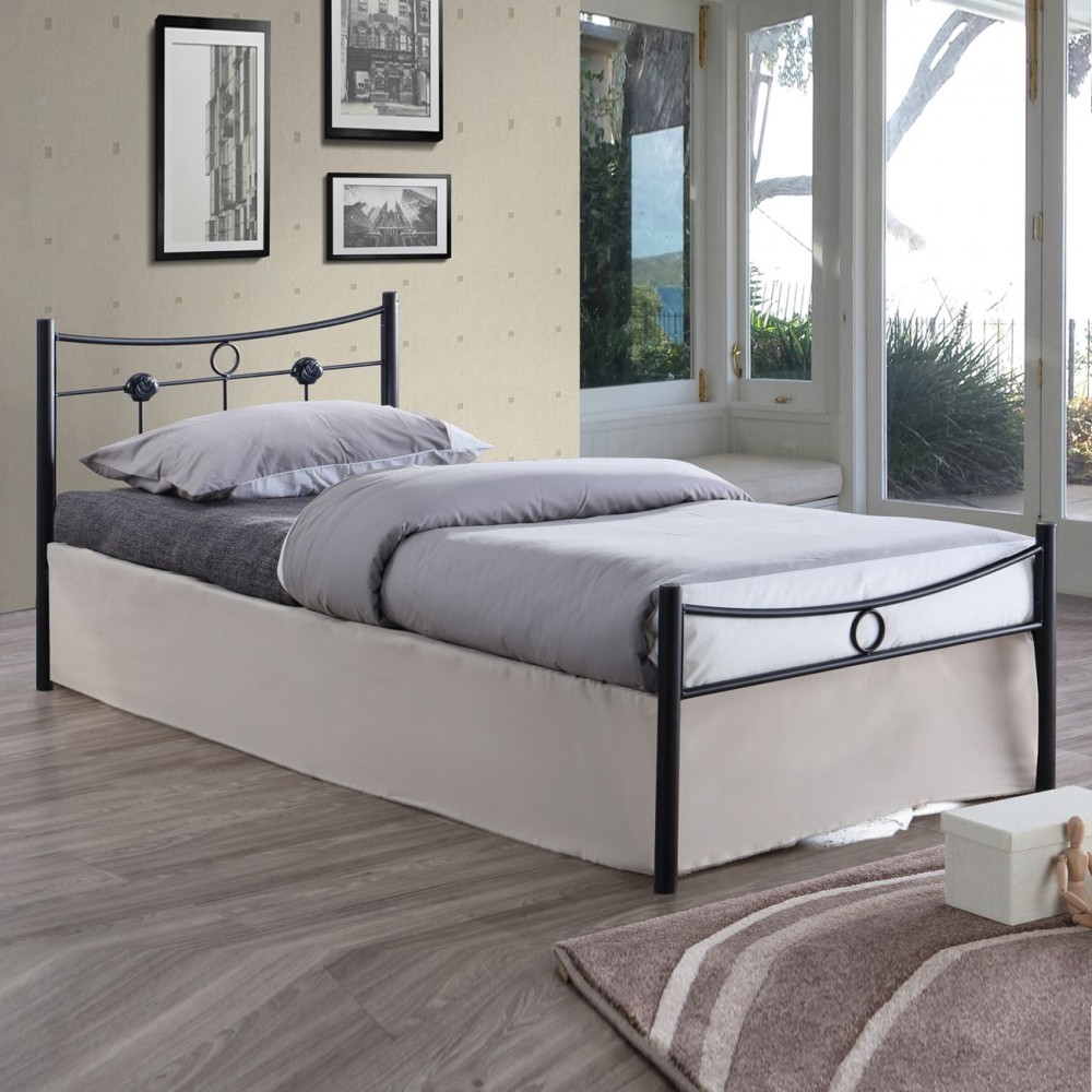 Dugan Κρεβάτι (Για Στρώμα 90X200Cm) Μεταλ.σφυρήλατο Μαύρο