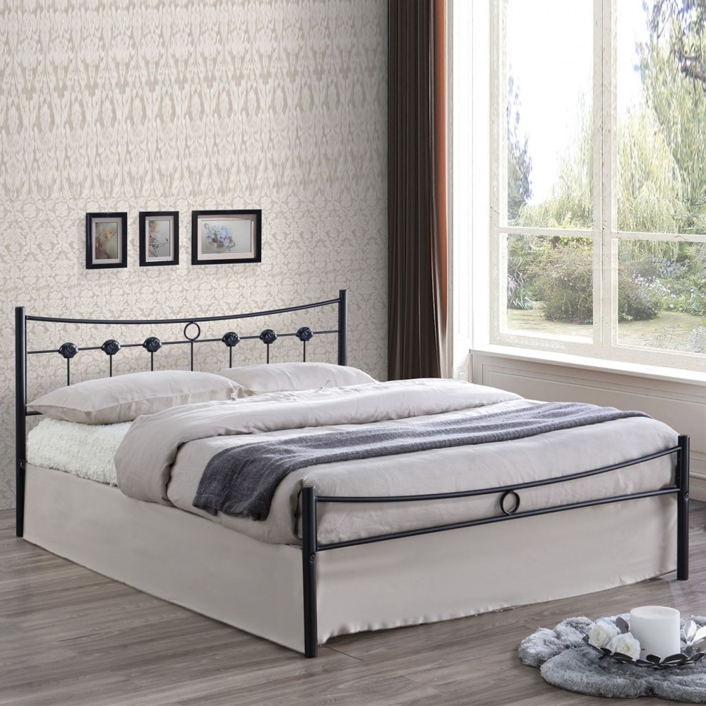 Dugan Κρεβάτι (Για Στρώμα 150X200Cm) Μεταλ.σφυρήλατο Μαύρο