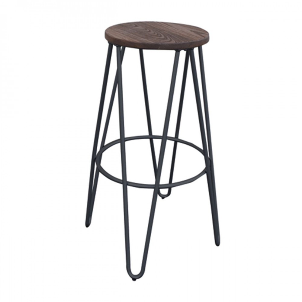 Arco Wood Dark Oak Σκαμπώ Bar Μεταλ.μαύρο