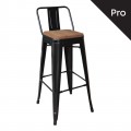 Σκαμπώ bar RELIX WOOD μεταλλικό με πλάτη σε μαύρο χρώμα E5208,1