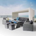 Belmar Set Alu (Τραπ+3Θ+2 Πολ+2 Σκ) Wicker Γκρι/ Μαξ.γκρι