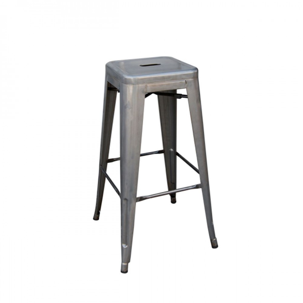 RELIX Σκαμπό Bar-Pro H.67cm, Στοιβαζόμενο, Μέταλλο Βαφή Metal με Διακοσμητική Σκουριά 43x43x67cm