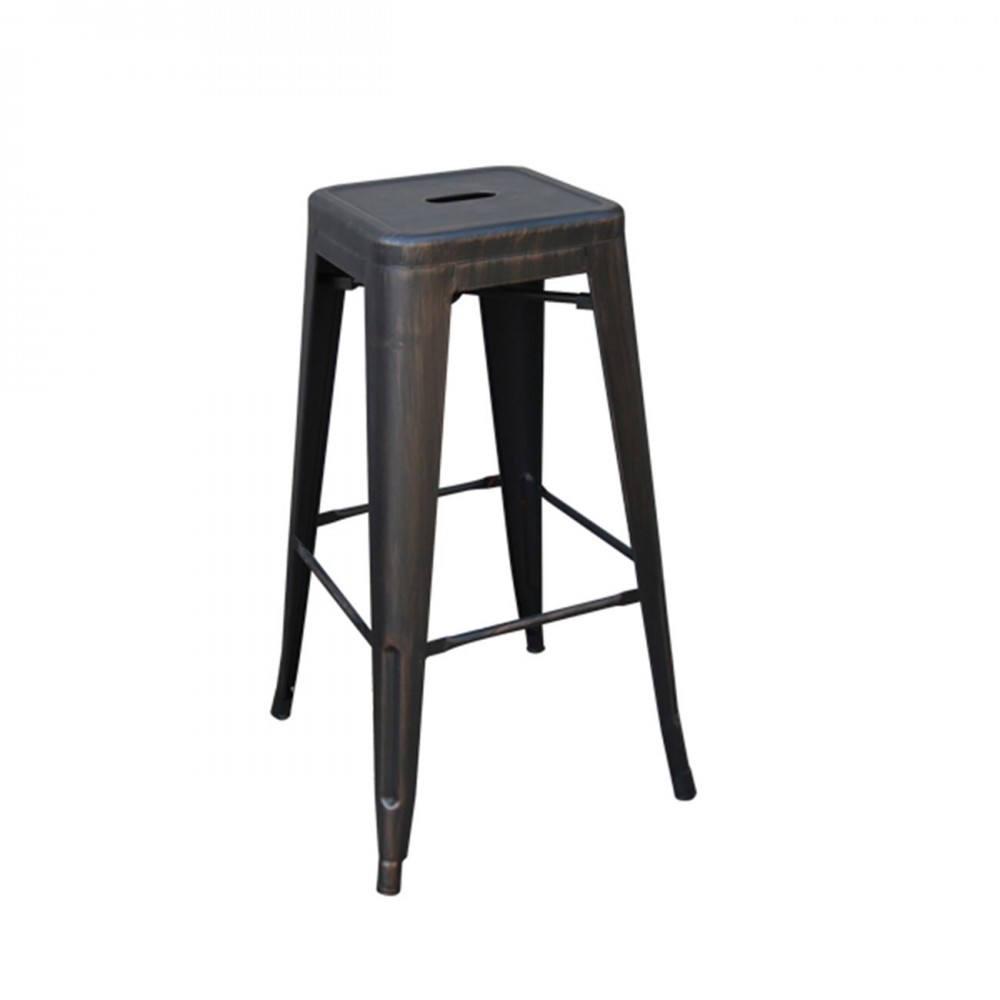 RELIX Σκαμπό Bar-Pro H.67cm, Στοιβαζόμενο, Μέταλλο Βαφή Antique Black 43x43x67cm
