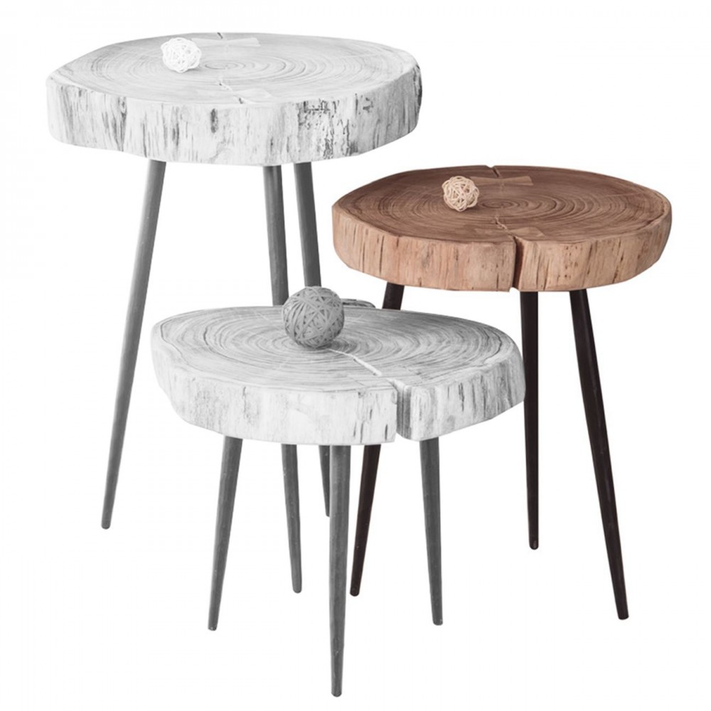 Patel Τραπεζάκι +/-34X33 H.40 Ακακία Φυσικό/μεταλ.μαύρο