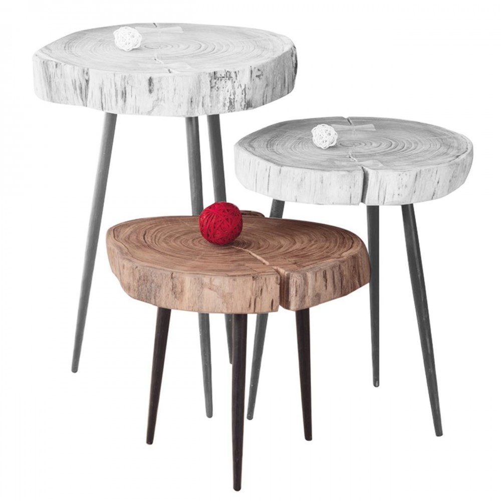 Patel Τραπεζάκι +/-33X32 H.30 Ακακία Φυσικό/μεταλ.μαύρο