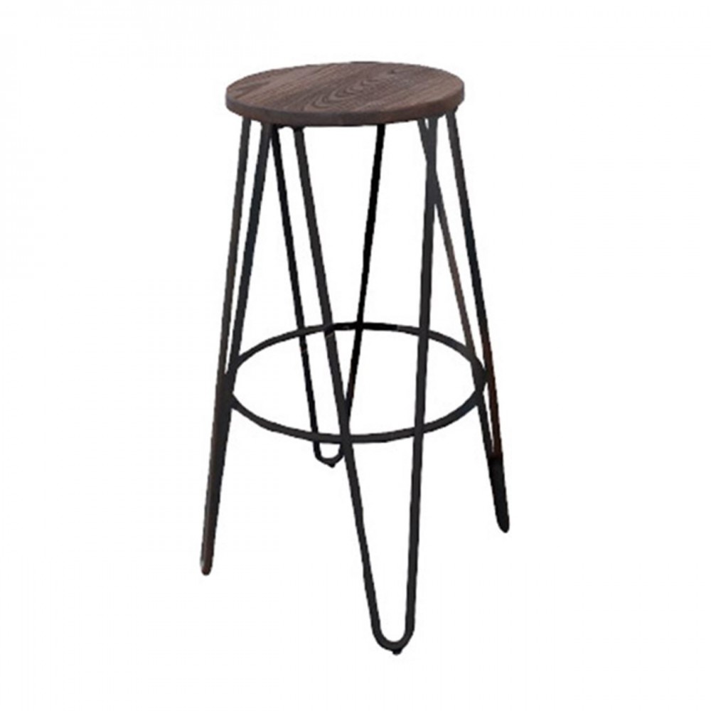 Arco Wood Dark Oak Σκαμπώ Bar Antique Black