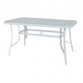 Rio Τραπέζι 150X90Cm Μεταλλικό Άσπρο/γυαλί Pear Clear