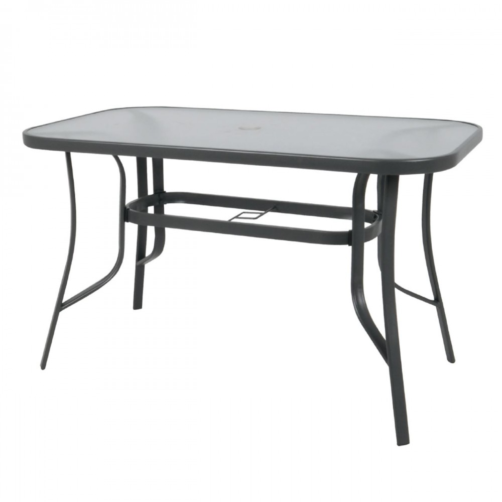 Rio Τραπέζι 140X80Cm Μεταλλικό Ανθρακί/γυαλί Pear Clear